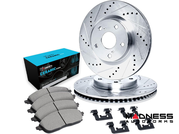 Jeep Renegade Brake Kit - Rear - R1 Concepts - Ceramic Brake Pads - eLINE Drilled + Slotted Rotors